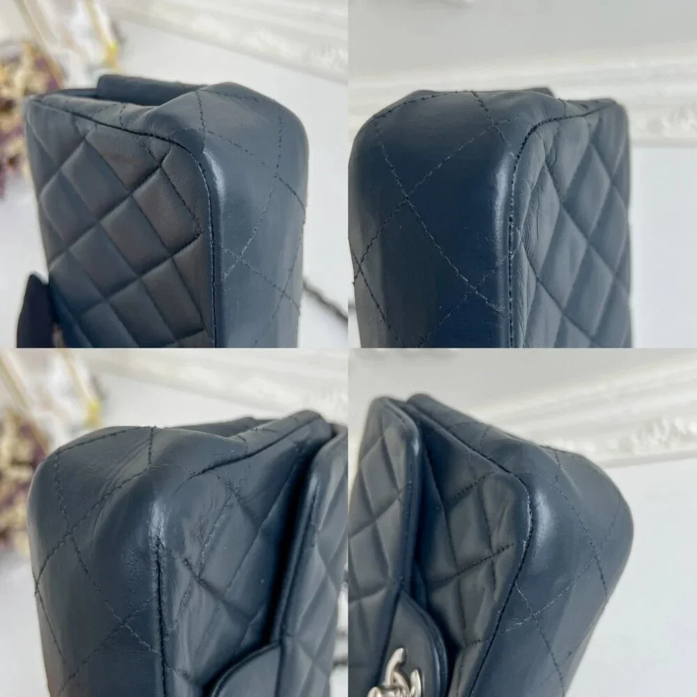 Authentic Chanel Dark Gray Lambskin Crossbody Bag Purse B0910 trdst2016-010526 - Picture 10 of 16